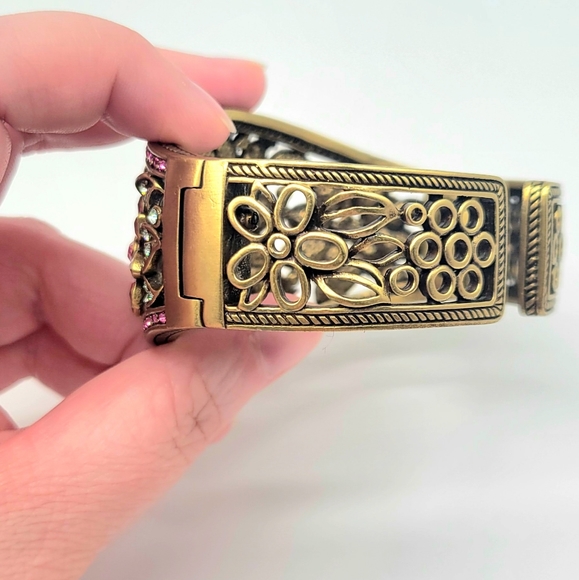 Heidi Daus Pink Hinged Flower Statement Cuff with Swarovski Crystals - Picture 9 of 14